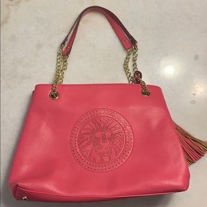 Pink Leather Tote Bag
